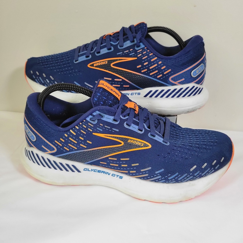 Brooks Glycerin GTS 20 Mens Running Shoes Navy Blue Orange 1103831D444 Size 10.5